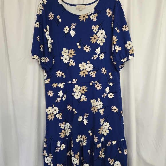 Loft Outlet Blue Floral Flowy Dress Plus Size - Picture 1 of 7